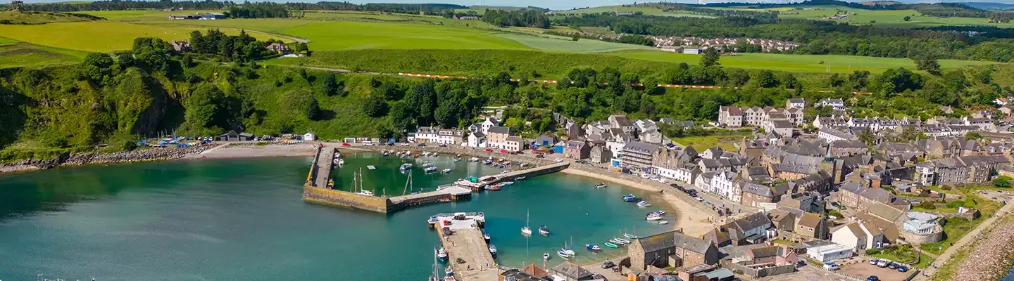Birdseye view of Aberdeenshire coast.