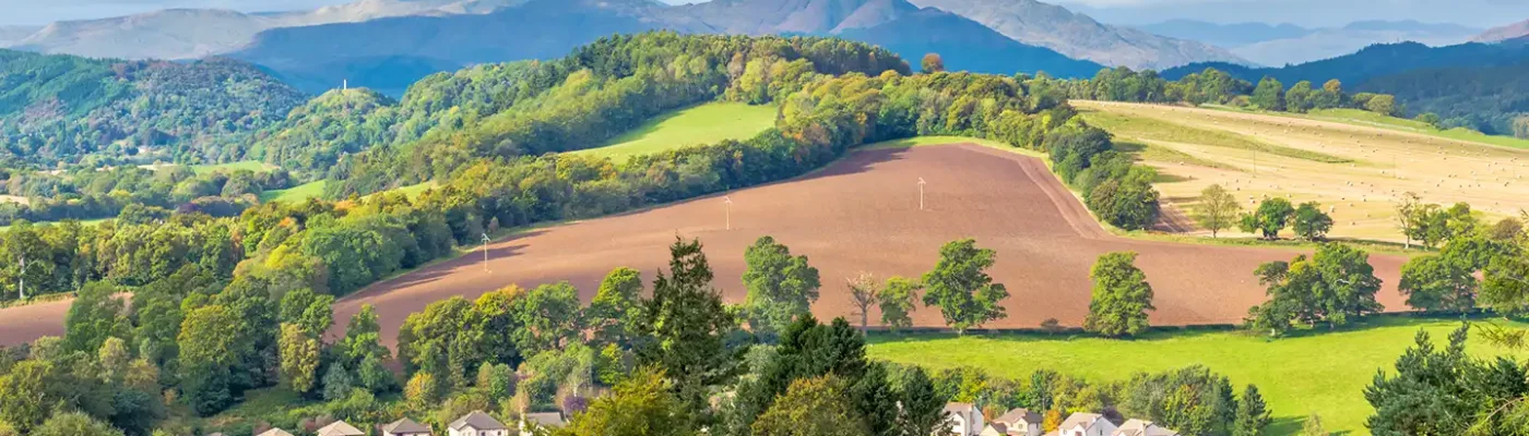 Aerial view of Crieff, Scotland.