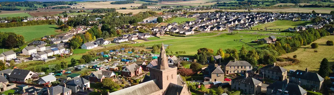 Aerial view of Forfar, Scotland.