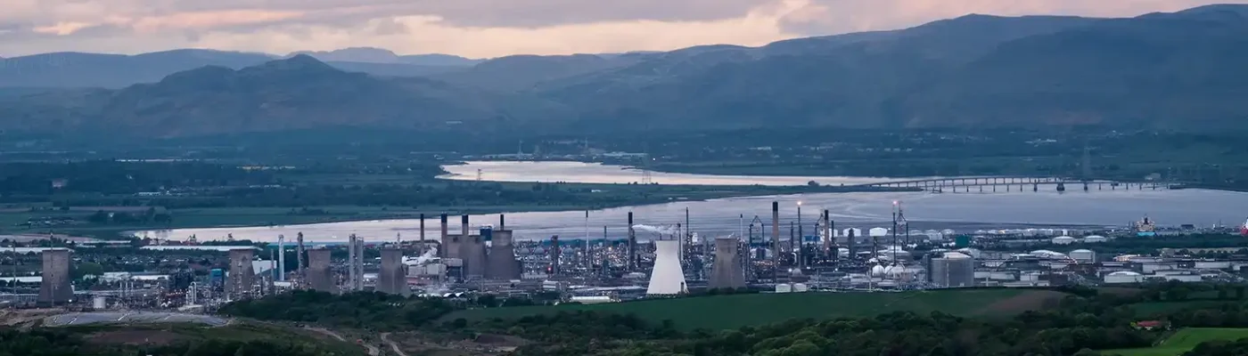 An aerial view of Grangemouth coast, Scotland.